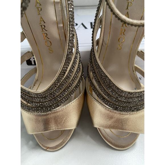 Caparros Platino Metallic Gold Open Toes Sz 61/2 M - Picture 7 of 12